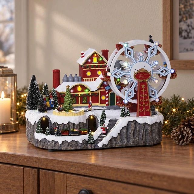Mill Kalėdų miestelis su velnio malūnu, 51 LED, 43 x 27 x 31,5 cm