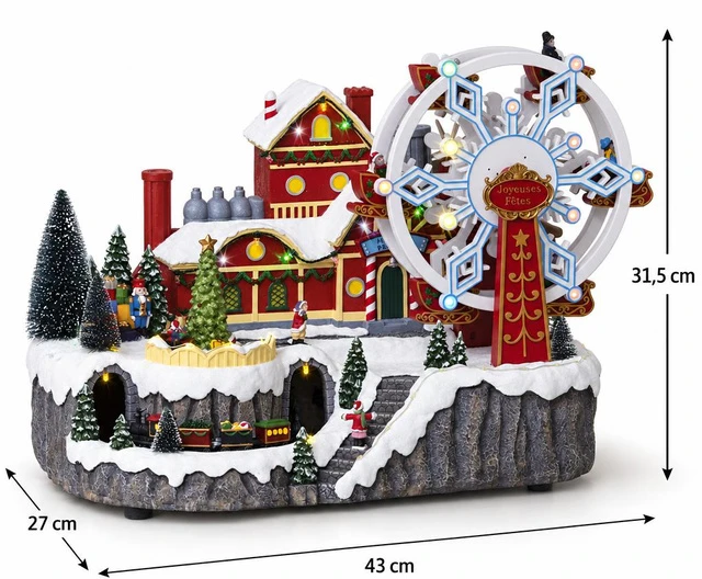 Mill Kalėdų miestelis su velnio malūnu, 51 LED, 43 x 27 x 31,5 cm