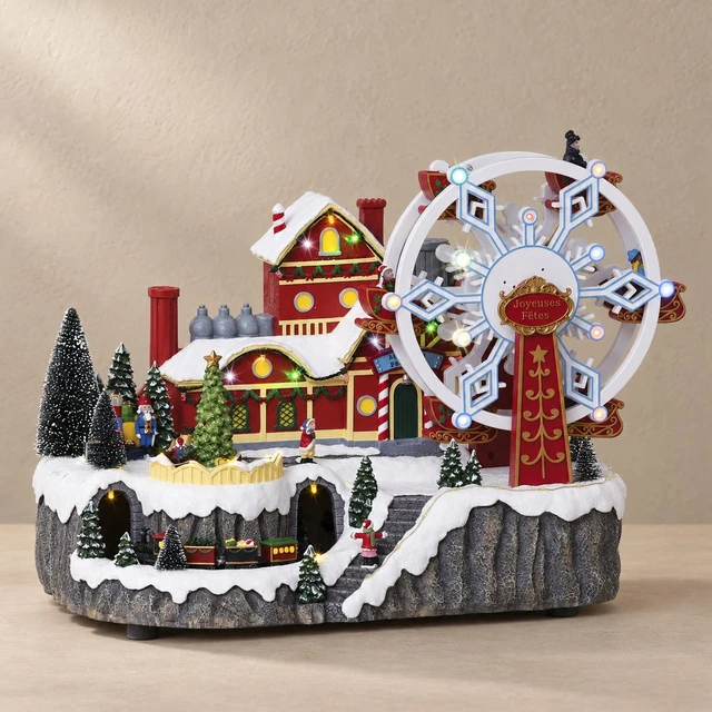Mill Kalėdų miestelis su velnio malūnu, 51 LED, 43 x 27 x 31,5 cm