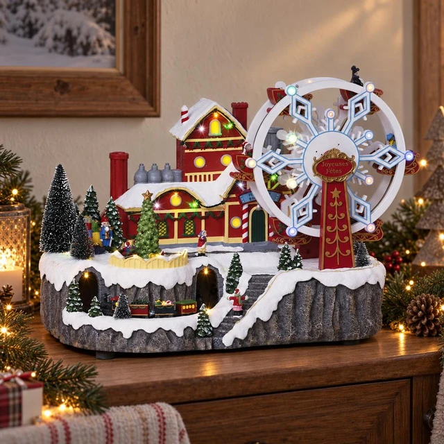 Mill Kalėdų miestelis su velnio malūnu, 51 LED, 43 x 27 x 31,5 cm