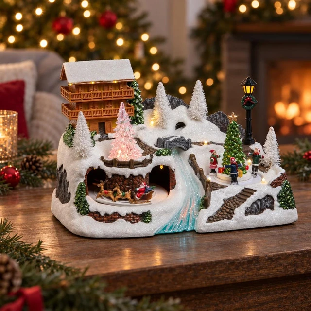 Šventinė dekoracija Fééric Lights and Christmas Kalėdų prakartėlė Namelis, su LED apšvietimu