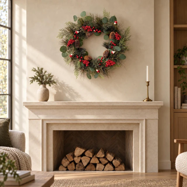 Home Styling Collection Kalėdinis vainikas su eukaliptais ir grybais, Ø 55 cm