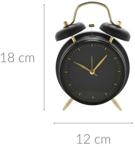 KOOPMAN Style Klasikinio stiliaus žadintuvas su auksiniais antgaliais, metalinis, Ø 12 cm