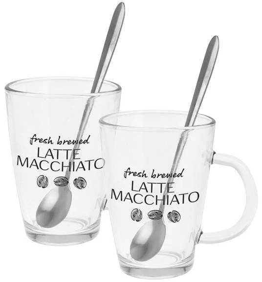 Excellent Houseware Stiklinės kavos latte su šaukštais 300 ml 2 vnt.