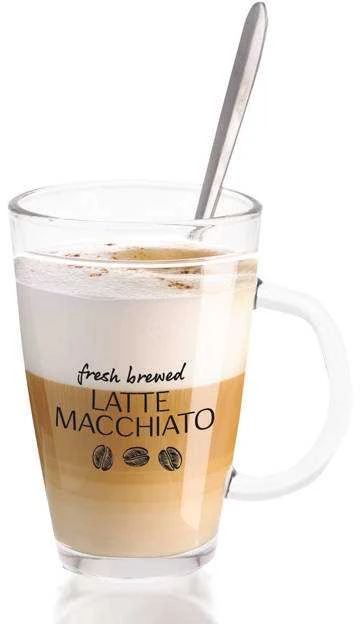 Excellent Houseware Stiklinės kavos latte su šaukštais 300 ml 2 vnt.