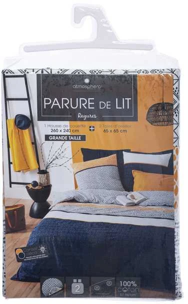 Dekoracja Domu Cotton Patalynės komplektas su dryžuotu raštu “ETHNIQUE”, medvilninė patalynė 260x240cm
