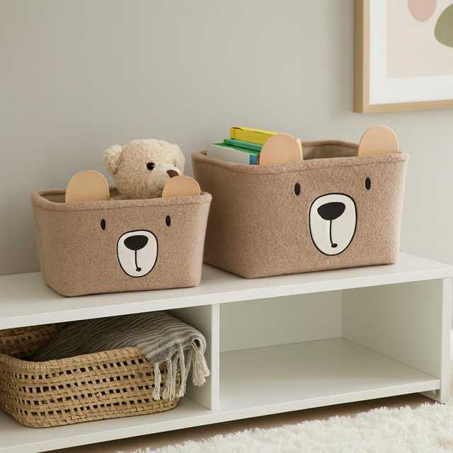 Kids Collection KOSZYKI NA ZABAWKI PLUSZOWE BRĄZOWE Rinkinys 2 SZTUK DO POKOJU DZIECIĘCEGO