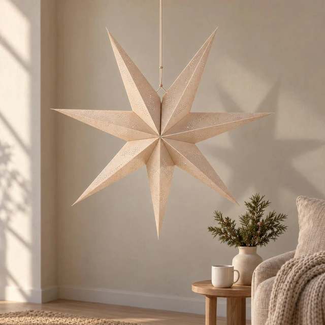 Christmas Gifts Kalėdinės dovanos DEKORATYVINĖ POPIERINĖ ŽVAIGŽDĖ 60 CM ŠAMPANINĖ
