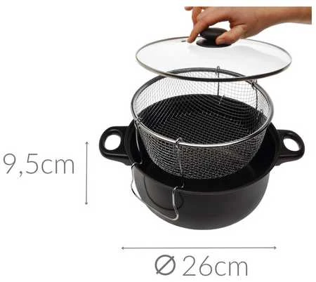 Excellent Houseware Kepimo puodas su stikliniu dangčiu, 26cm