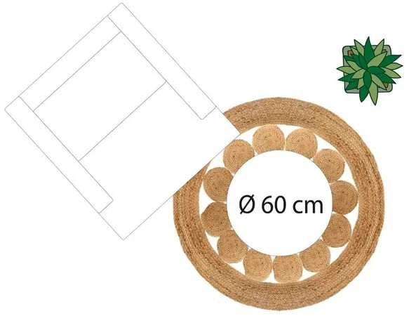 ATMOSPHERA Carpet Dekoratyvinis kilimas iš džiuto, Ø 120 cm, apvalus