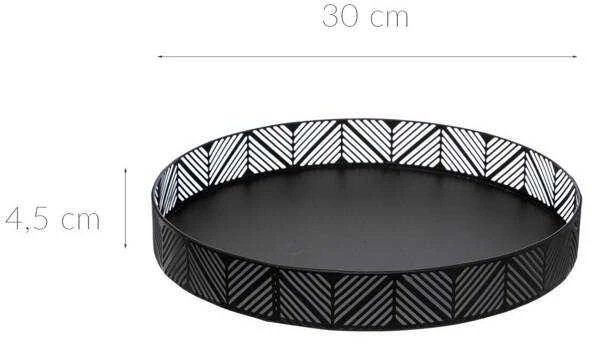 Style Dekoratyvinis padėklas, Boho stiliaus virtuvei, juodas, skersmuo 30 cm - Secret de Gourmet