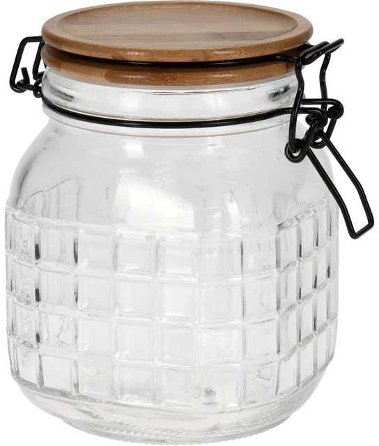 Excellent Houseware Stiklainiai su užspaudžiamais dangteliais stiklinis 1,1 l