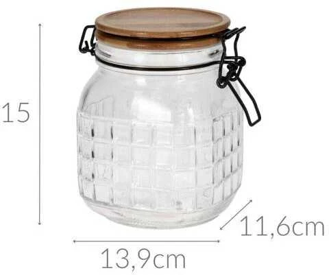 Excellent Houseware Stiklainiai su užspaudžiamais dangteliais stiklinis 1,1 l