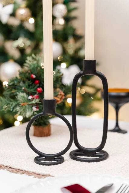 Home Styling Collection Žvakidė 24 cm juoda aliuminė