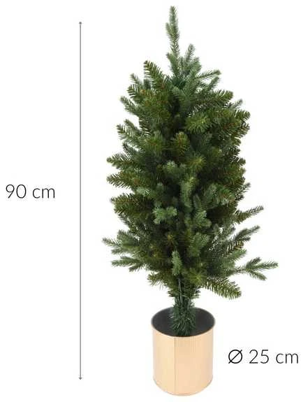 Home Styling Collection Dirbtinė eglutė auksiniame puode, 90 cm