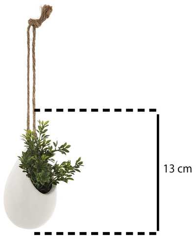 Dirbtinis augalas dekoratyviniame vazone, kabantis ant virveles, 13 cm