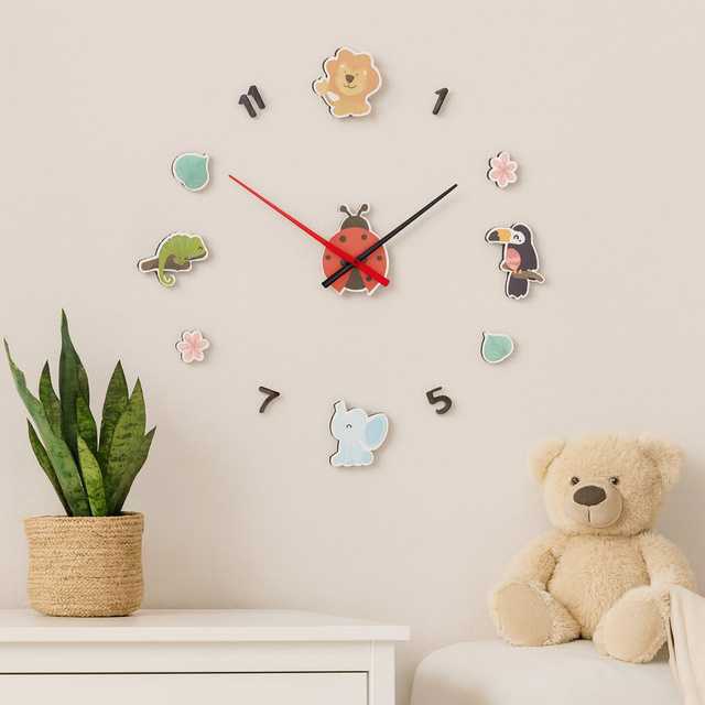 Kids Collection ZEGAR DIY TWORZYWO SZTUCZNE WIELKOLOROWY DO POKOJU DZIECKA 31 X 12 X 4 CM