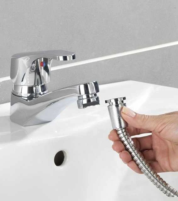 Dušo galvutė praustuvo čiaupui, nešiojamasis nerūdijančio plieno prietaisas - 150 cm žarna, WENKO