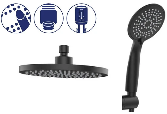 YOUNG shower set with 5-stage water flow adjustment, shower rail 75–120 cm, WENKO