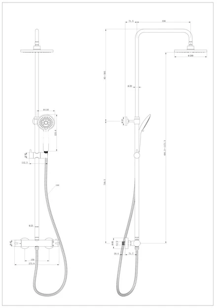YOUNG shower set with 5-stage water flow adjustment, shower rail 75–120 cm, WENKO