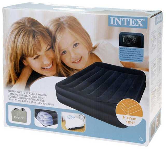Pripučiamas čiužinys - lova INTEX Pillow Rest (Queen) Dura Beam 203x152x42 64124