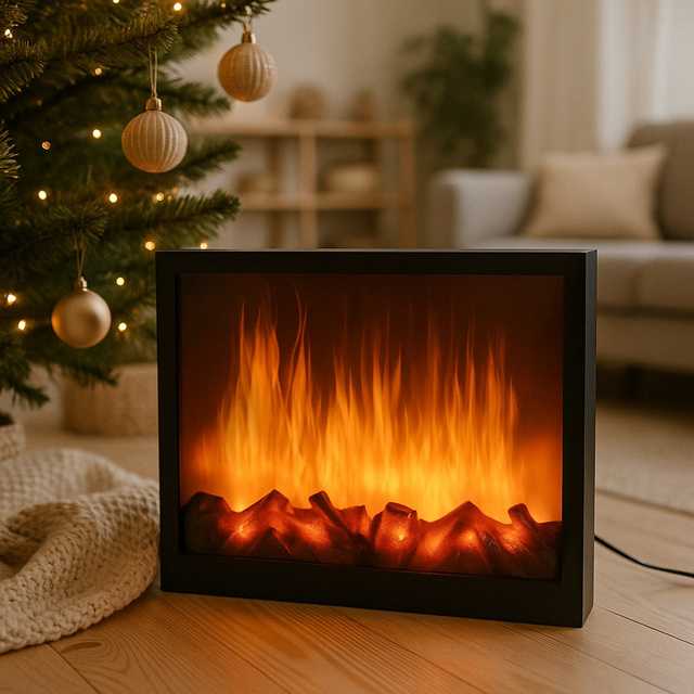 Vilde Elektrinis židinys LED metalinas juoda 41x25 cm
