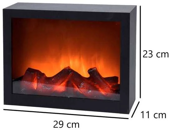 BigBuy Elektrinis židinys LED apšvietimu juodas 29x23 cm