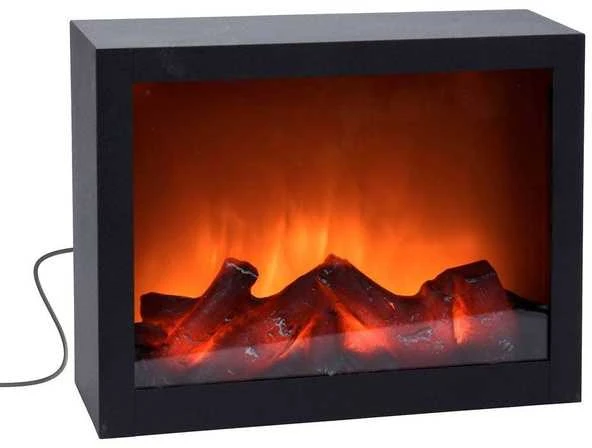 BigBuy Elektrinis židinys LED apšvietimu juodas 29x23 cm