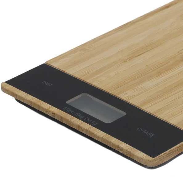 Excellent Houseware Virtuvinės svarstyklės elektroniczna płaska bambusowa 5kg