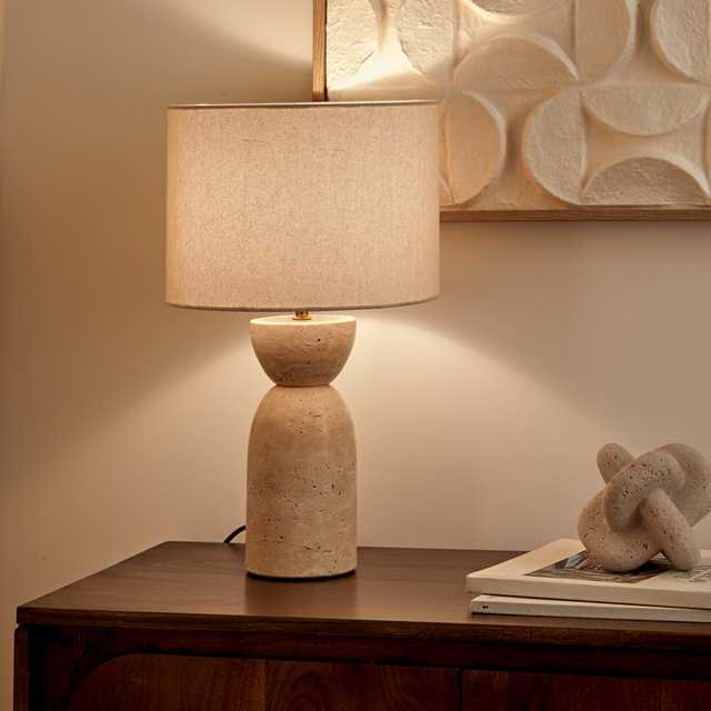 Lamp ERIN stalinė lempa su travertino pagrindu, Ø 28 x 47,5 cm