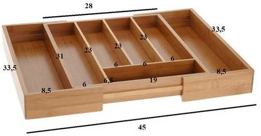 Excellent Houseware Prailginamas stalo įrankių dėklas, bambukas