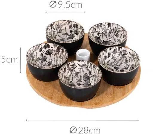 Secret De Gourmet FLORAL Snack Bowls, ant medinio padėklo, 5 dubenėliai, 70 ml