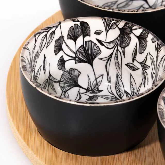 Secret De Gourmet FLORAL Snack Bowls, ant medinio padėklo, 5 dubenėliai, 70 ml