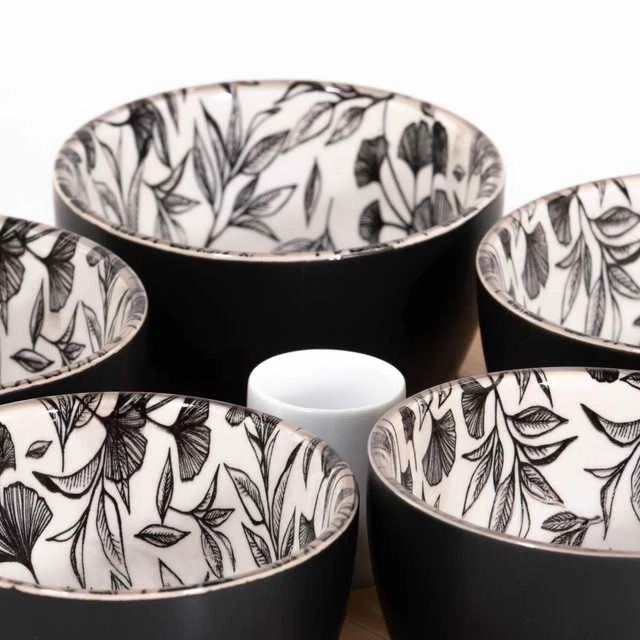 Secret De Gourmet FLORAL Snack Bowls, ant medinio padėklo, 5 dubenėliai, 70 ml
