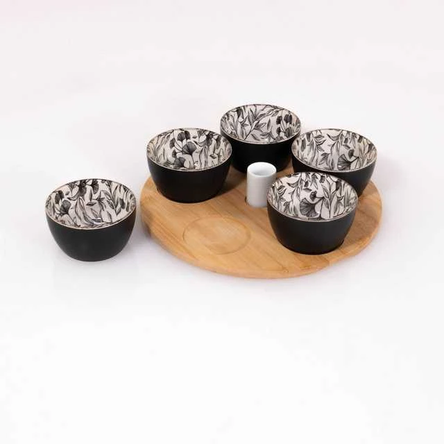 Secret De Gourmet FLORAL Snack Bowls, ant medinio padėklo, 5 dubenėliai, 70 ml