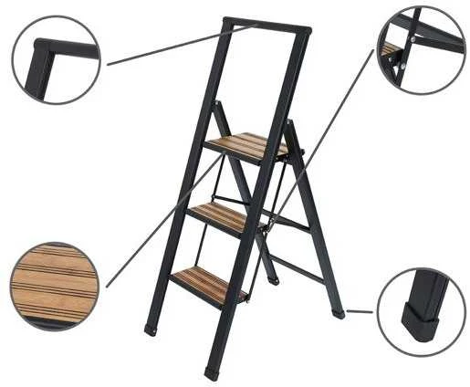 Folding ladder juodas, 3 degrees, WENKO