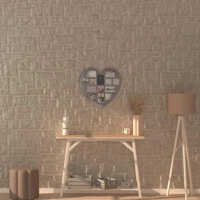 Atmosphera Frame Nuotraukų rėmelis Medinis širdies nuotraukų rėmelis, kelių kadrų pilka