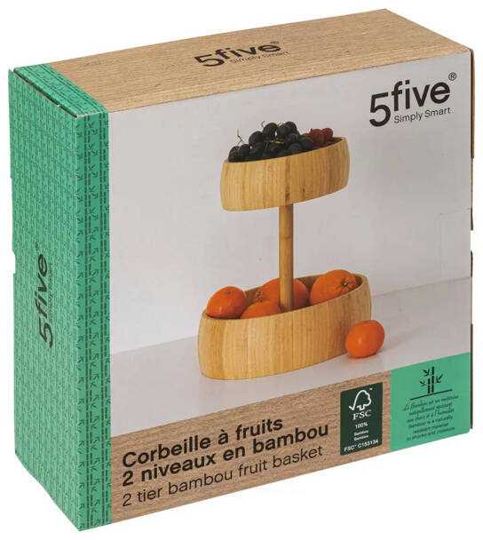 5five Simply Smart Bamboo Vaisių keptuvė, Bambukas, 2 lygiai, Ø 29 cm