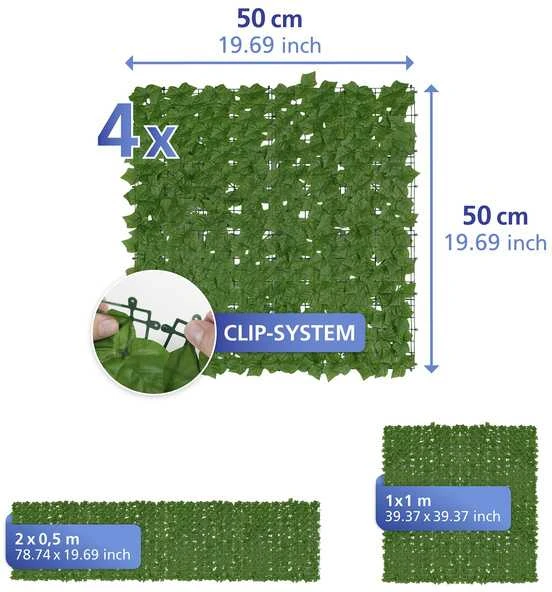 Maximex Garden screen artificial ivy, UV resistant, 1 x 1 m