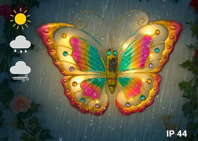 Maximex Butterfly Sodo sienos dekoracija, saulės energija varomas LED drugelis, 54 x 40 cm