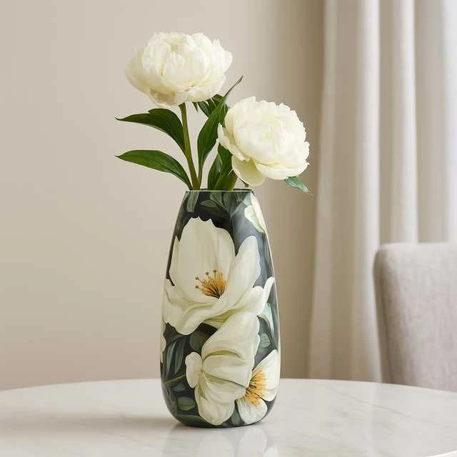 Home Styling Collection Vaza metalinė 30cm, baltos gėlės