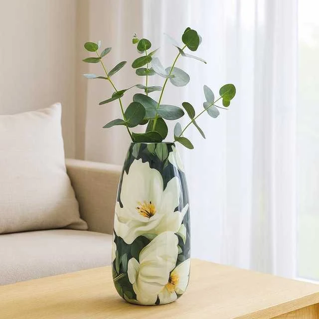Home Styling Collection Vaza metalinė 30cm, baltos gėlės
