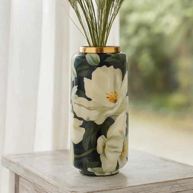 Home Styling Collection Metalinė dekoratyvinė vaza BADU, auksinė obwoluta