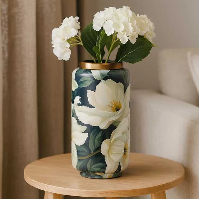 Home Styling Collection Metalinė dekoratyvinė vaza BADU, auksinė obwoluta