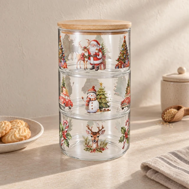 Bamboo Stiklinis stiklainis su bambukiniu dangteliu, 550 ml