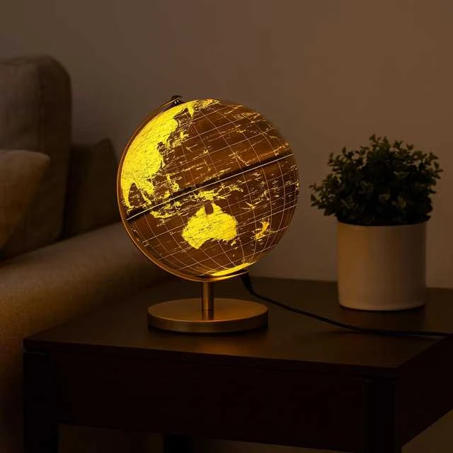 Home Styling Collection Stalinė lempa žemėlapio forma 31cm juoda auksinė
