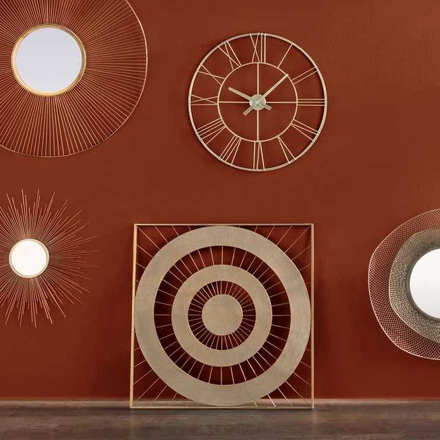 Atmosphera Apvalus sieninis laikrodis iš 3D metalo, Ø 70 cm, auksinis