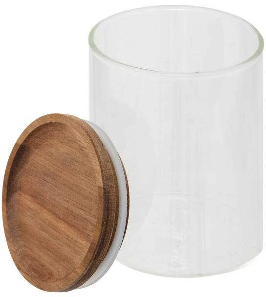 5five Simply Smart HARMONY prieskonių stiklainiai ant medinės lentynos, 9 x 180 ml