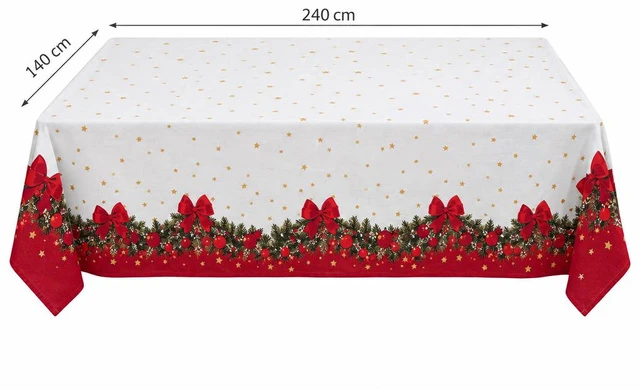 Cotton Kalėdinė staltiesė su girliandos raštu, medvilnė