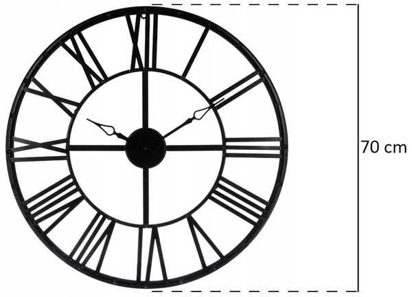 Atmosphera Juodas sieninis laikrodis Ø 70 cm, modernus laikrodis, didelis laikrodis, svetainės laikrodis, juodas laikrodis, dekoratyvinis laikrodis, metalinis sieninis laikrodis